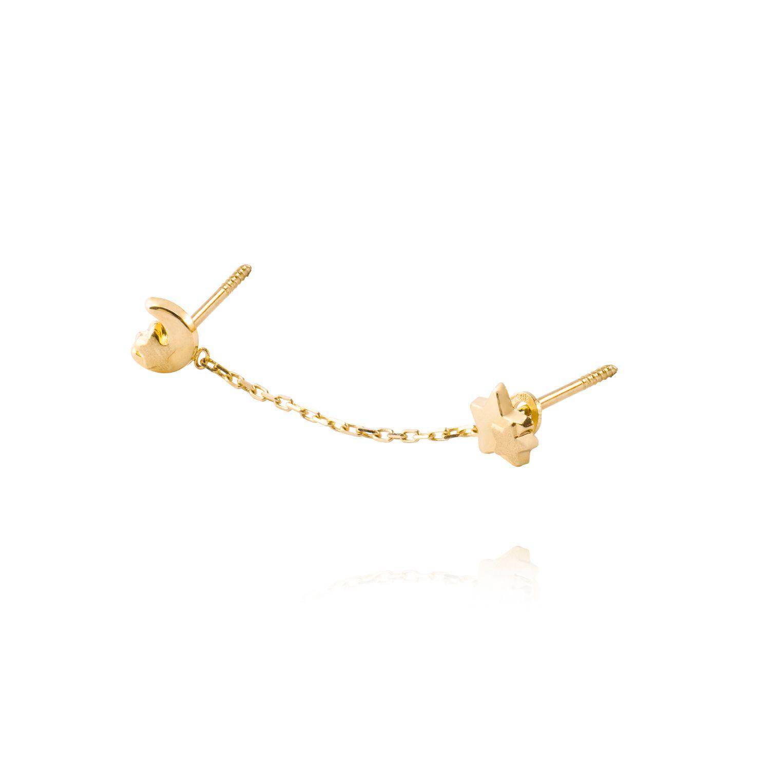 Aros de Oro 18kt Modelo Estrella con Luna-2