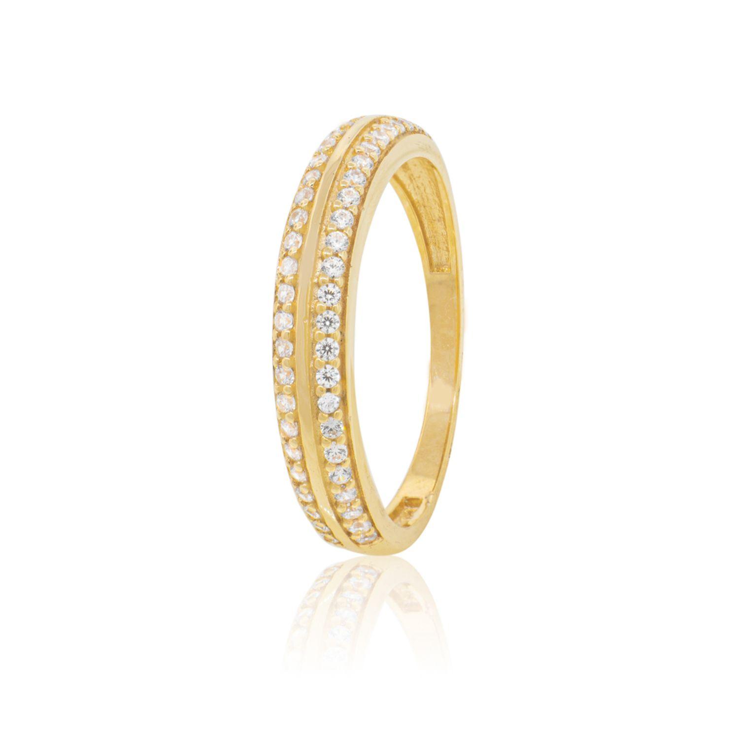 Anillo Compromiso de Oro 18Kt Circones Medio Doble riel-0