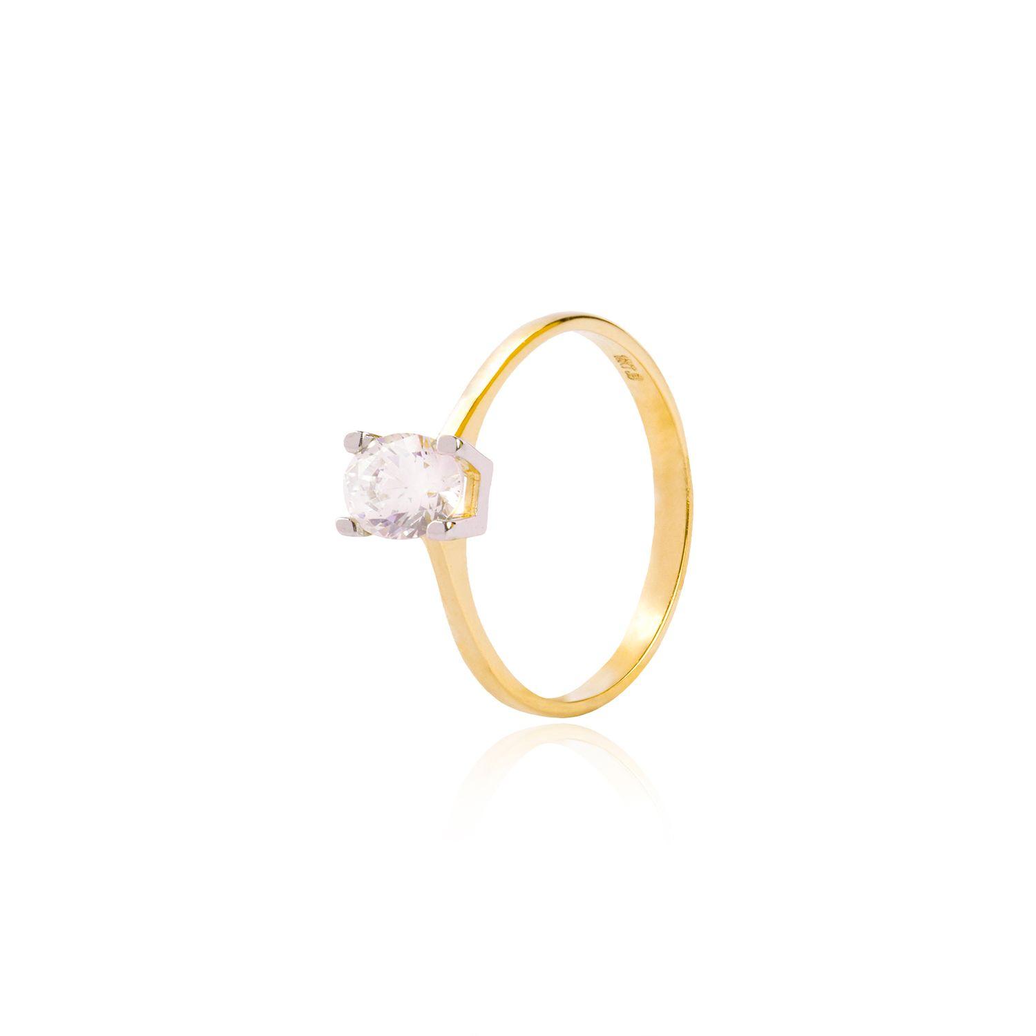 Anillo Compromiso de Oro 18Kt Circón Solitario 5.0mm-0