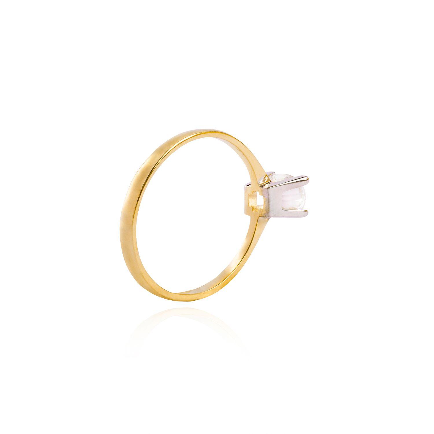 Anillo Compromiso de Oro 18Kt Circón Solitario 5.0mm-1