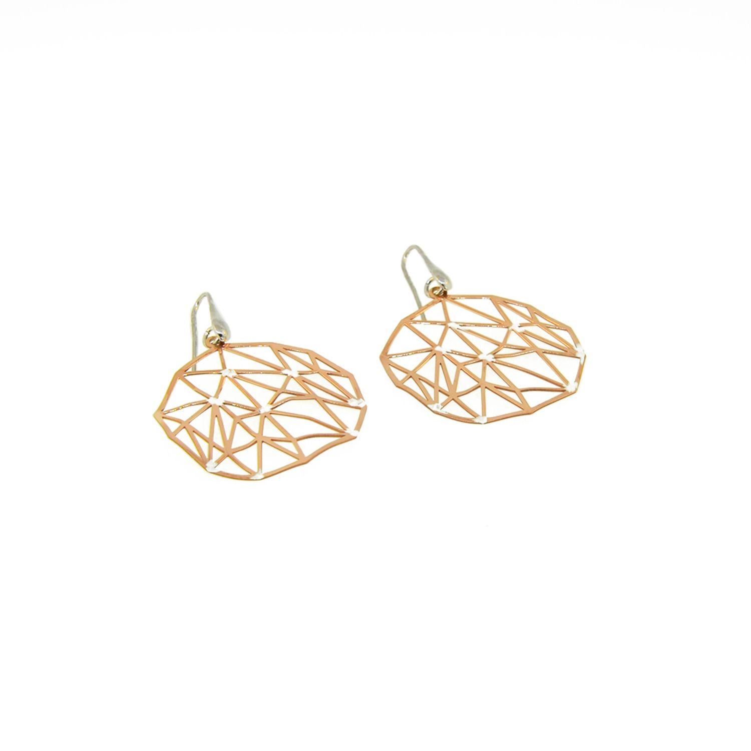 Aros de Plata Esterlina 925 Rombo Bicolor Revestido en Oro 18kt-2
