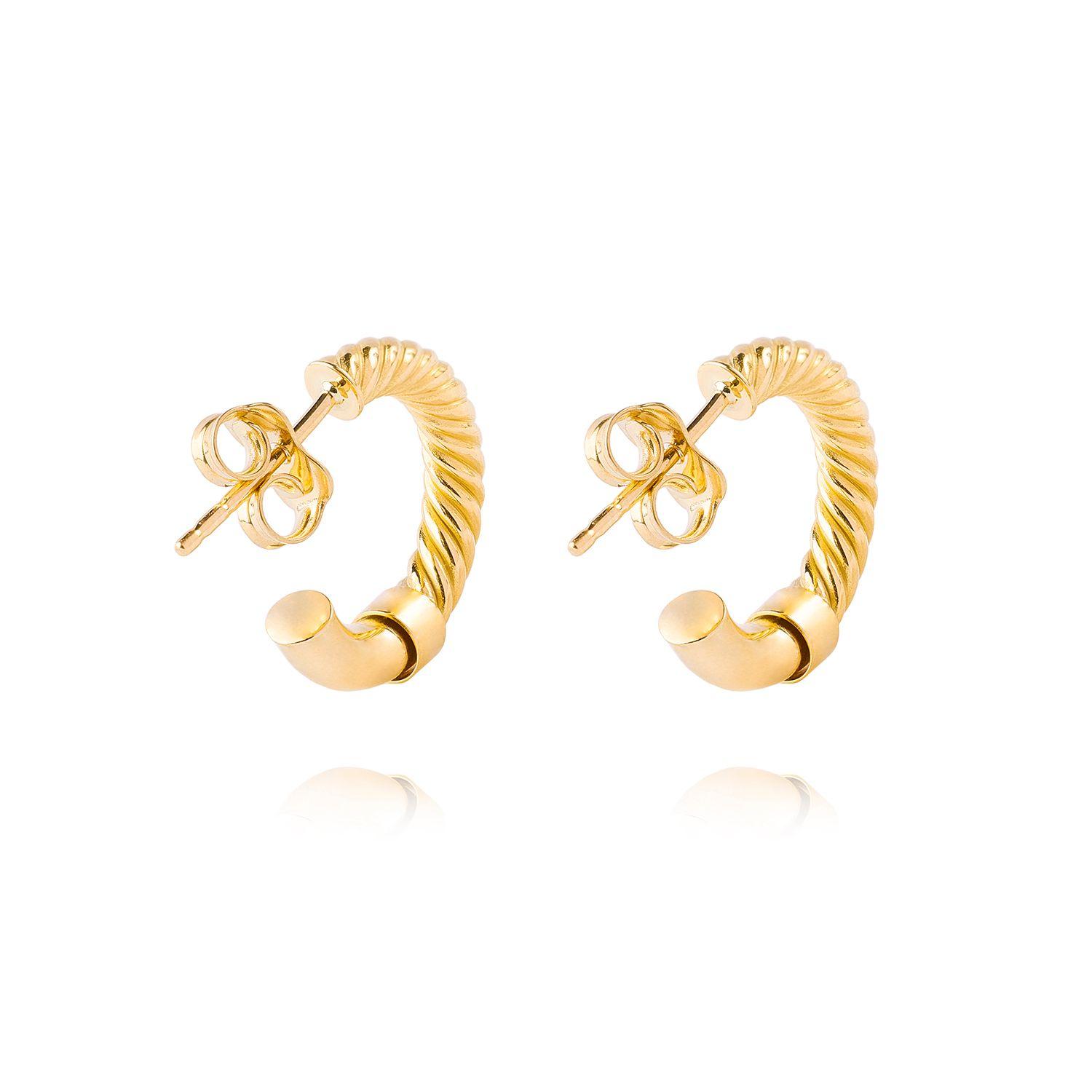 Aros de Oro 18kt Media Argolla Biselada Lisa-2