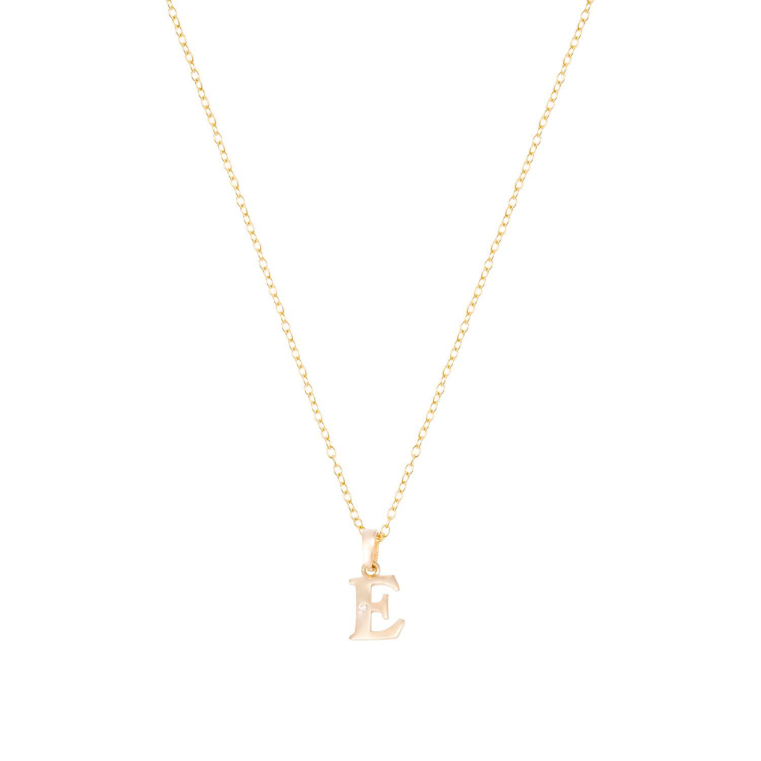Collar de Oro de 18kt Circonitas letra E-2