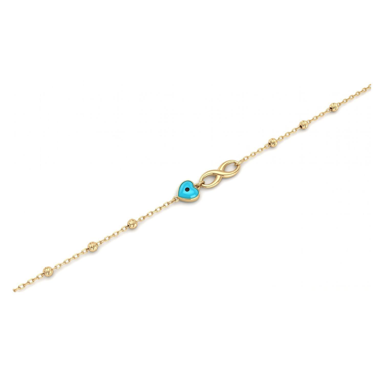 Pulsera de Oro 18Kt  Infinito mas Ojo Turco-2