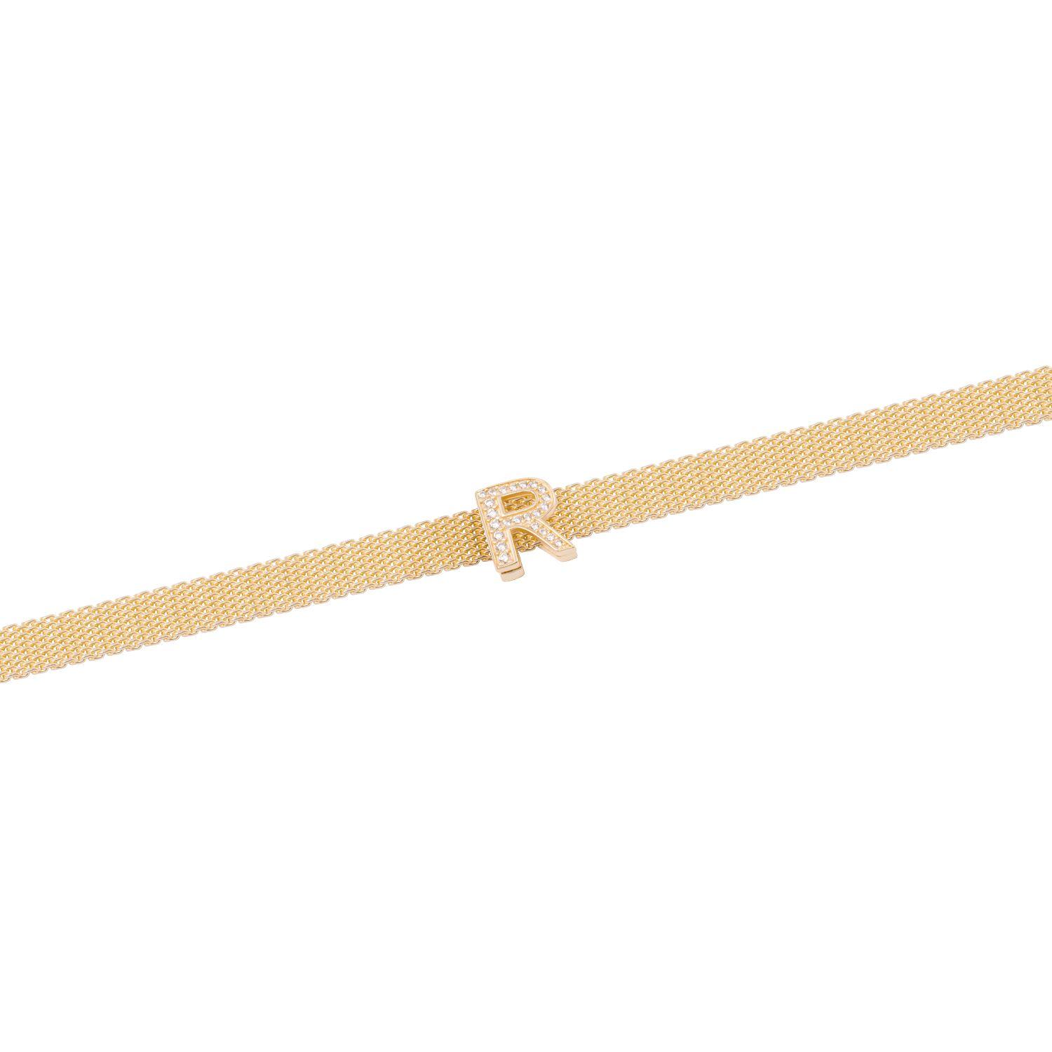 Dije de Plata broche Letra R con Circonita Revestido en Oro 18kt-2