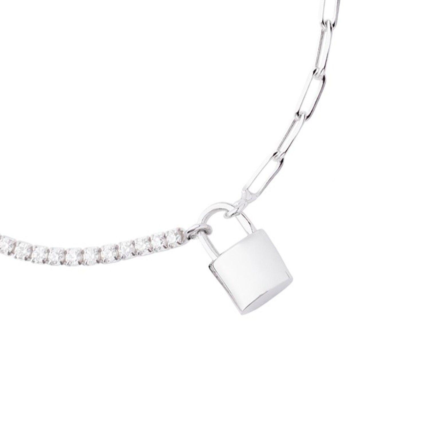 Pulsera de Plata Esterlina 925 Pulsera Tobillera Candado-2