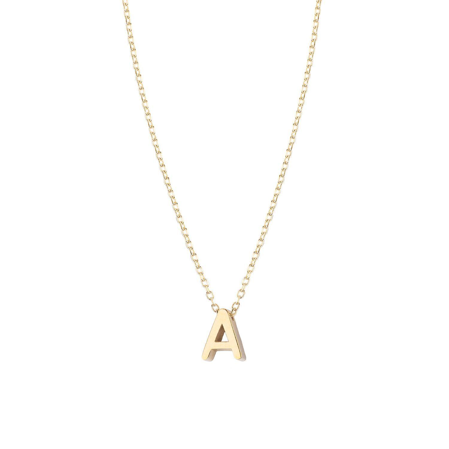 Collar de Plata Esterlina 925  Letra A Bañado en Oro 18kt-2