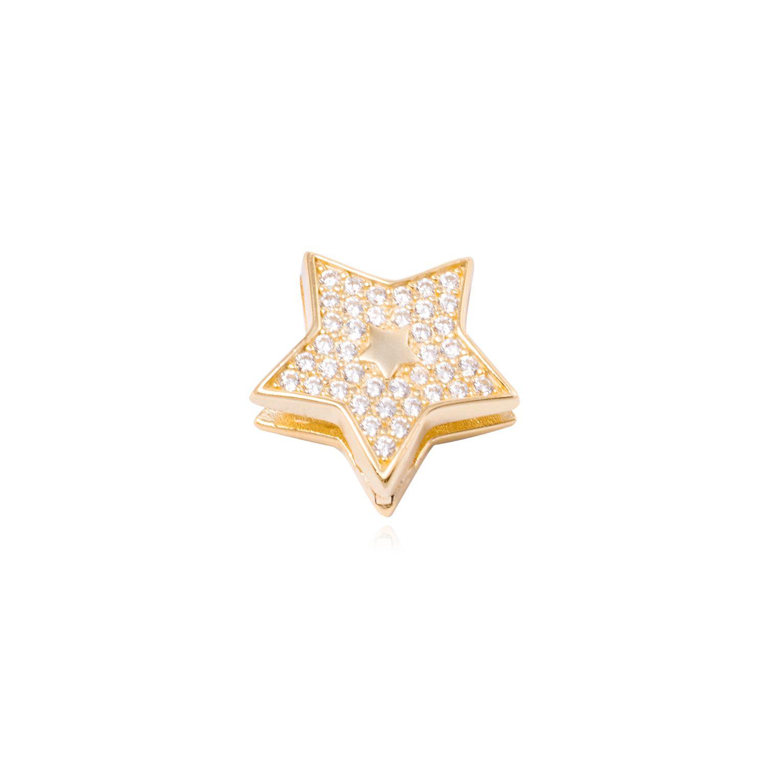 Dije de Plata broche Estrella con Circonita Revestido en Oro 18kt-0