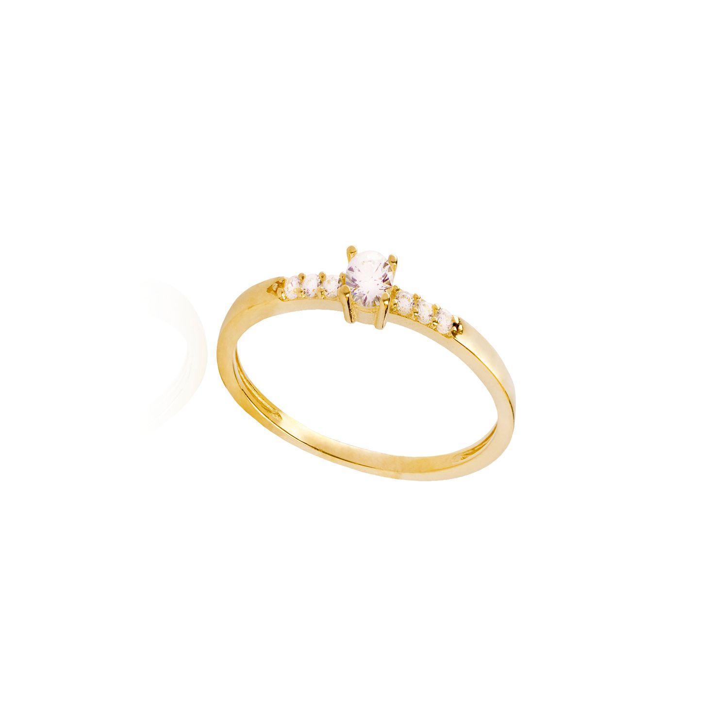 Anillo Compromiso de Oro 18Kt Solitario Riel 6 Circón-2