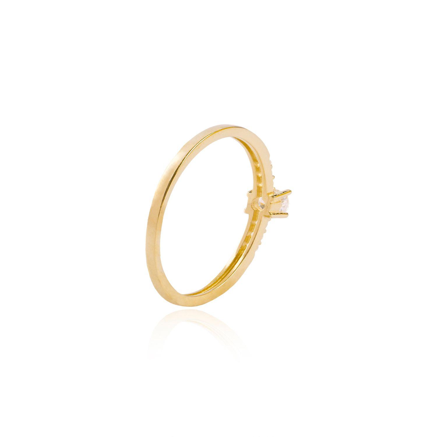Anillo Compromiso de Oro 18Kt Solitario Riel 6 Circón-1