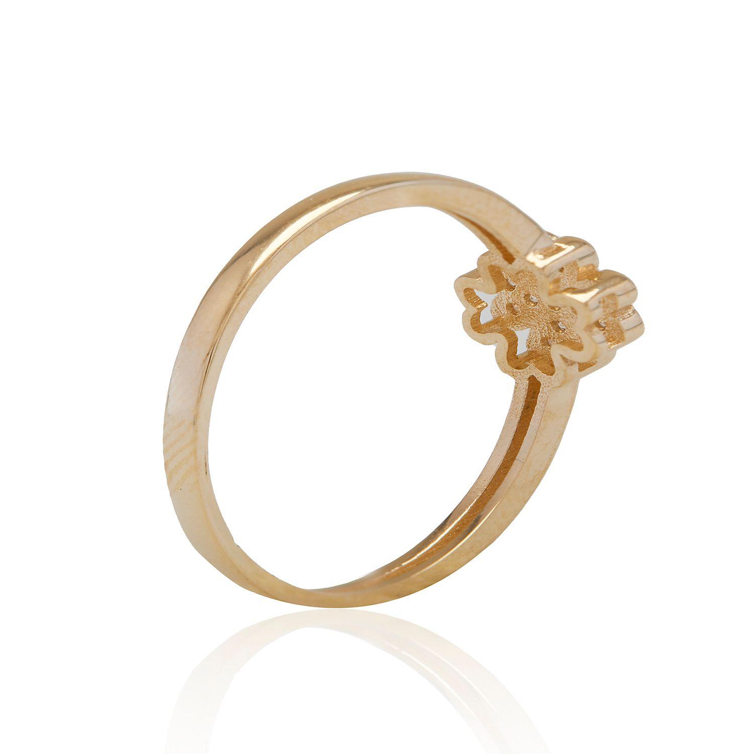 Anillo de Oro 18kt Flor 4 Hojas Circón-2
