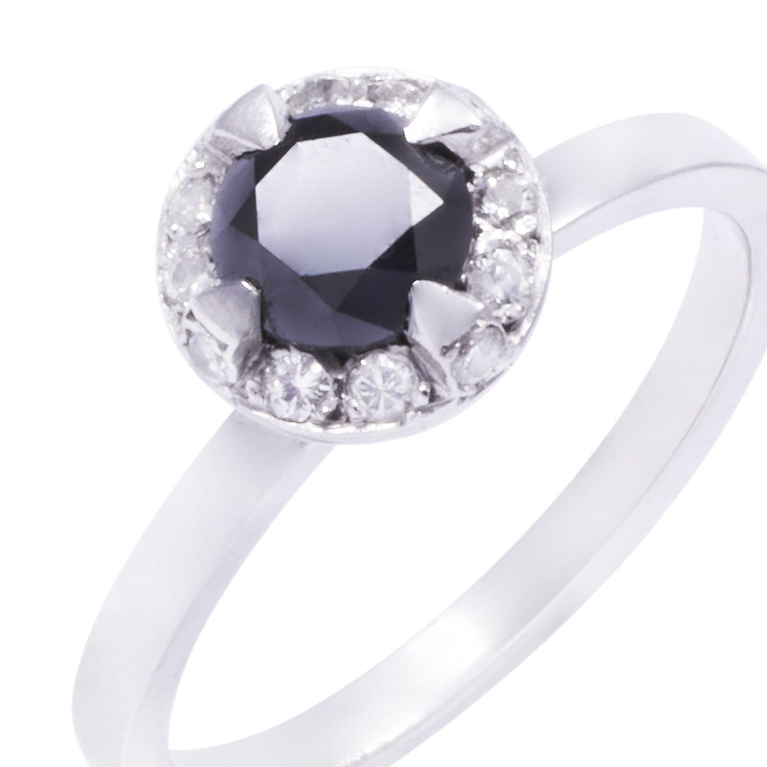Anillo Compromiso Oro Blanco 18kt Diamante Negro 84 Pts y Riel 8 Pts-1