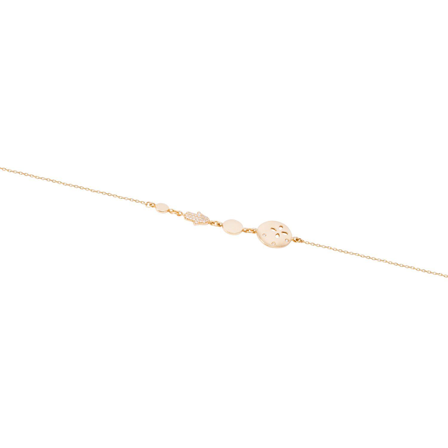 Pulsera Oro Amarillo 18kt Círculos y Mano de Fátima 7 Pts-2