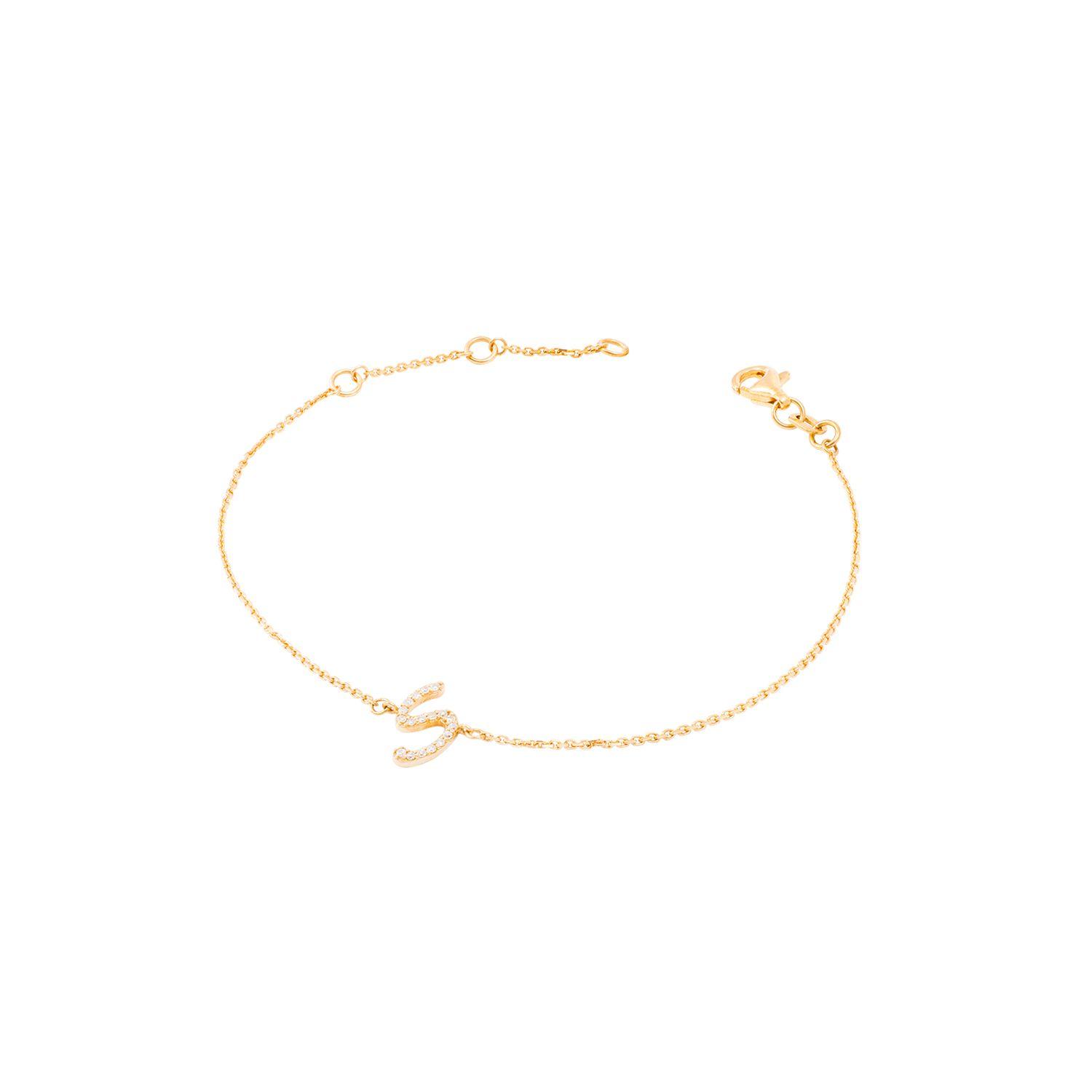 Pulsera de Oro Amarillo 18kt Letras S con Diamantes 7Pts-2