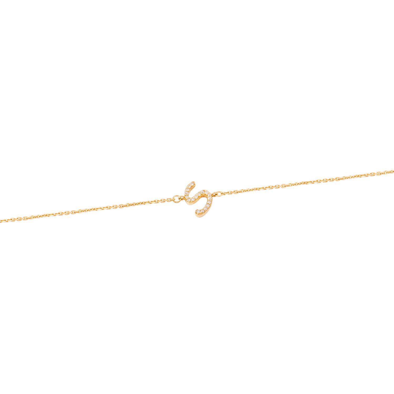 Pulsera de Oro Amarillo 18kt Letras S con Diamantes 7Pts-2