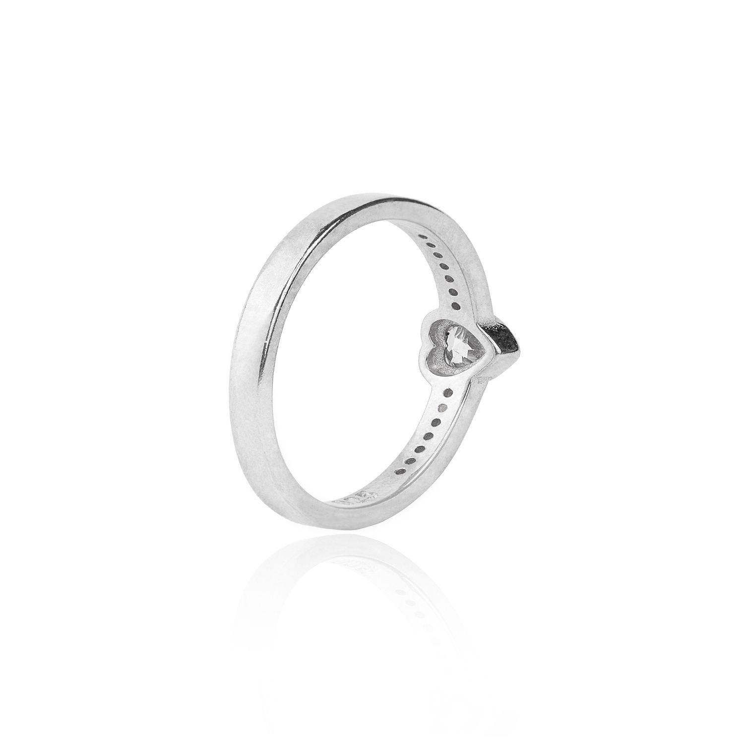 Anillo de Plata Esterlina 925 Corazon Circon Central-1