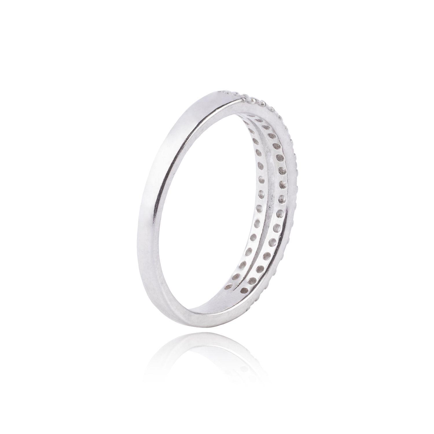 Anillo de Plata Esterlina 925 Medio Cintillo Doble-2