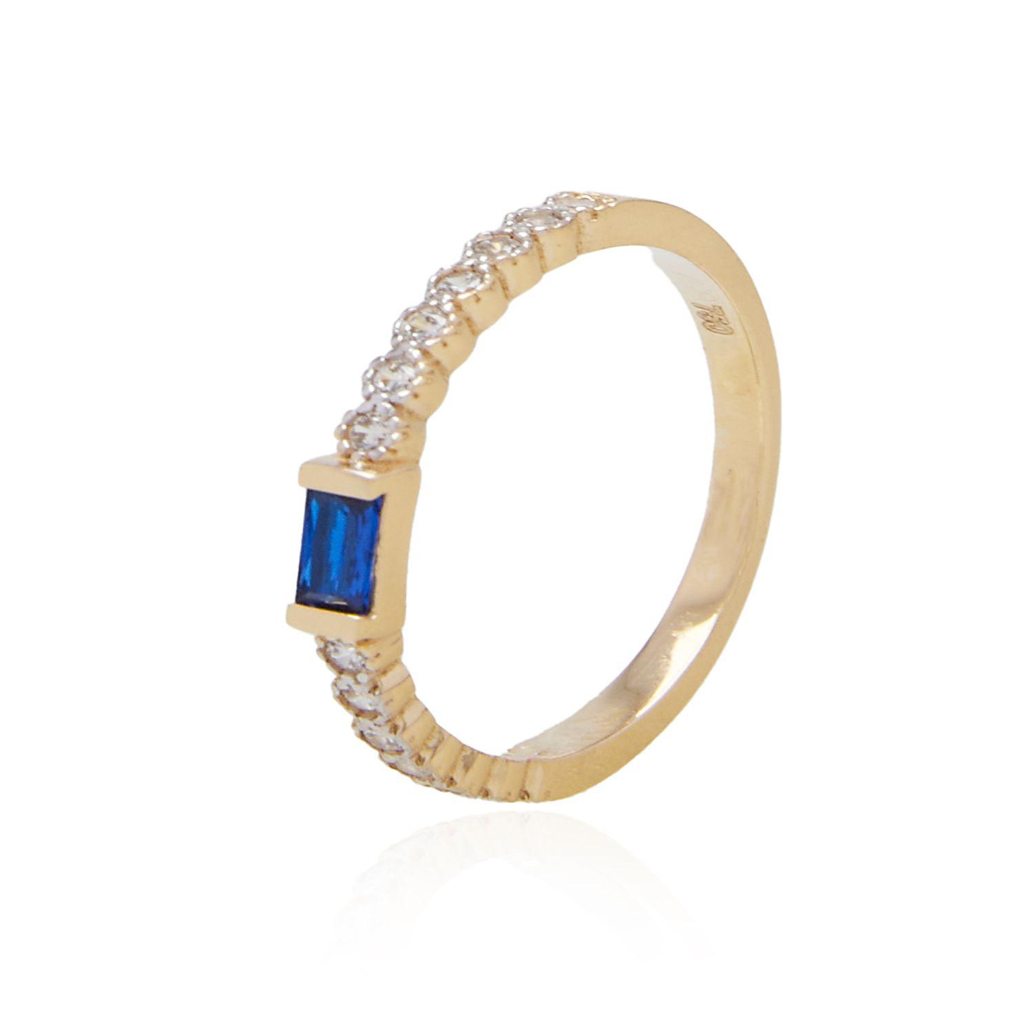 Anillo de Oro 18kt Circon Zafiro-0