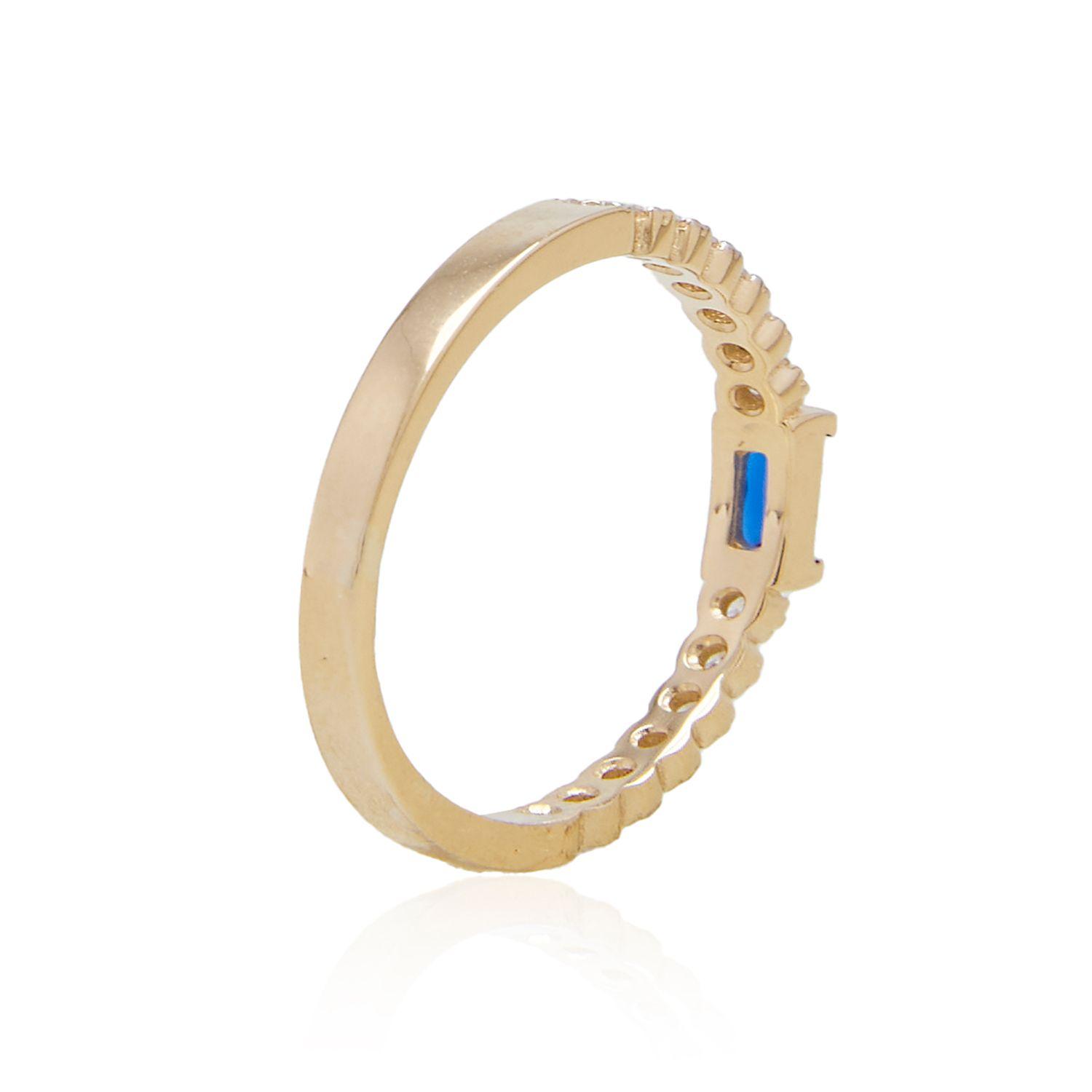 Anillo de Oro 18kt Circon Zafiro-1