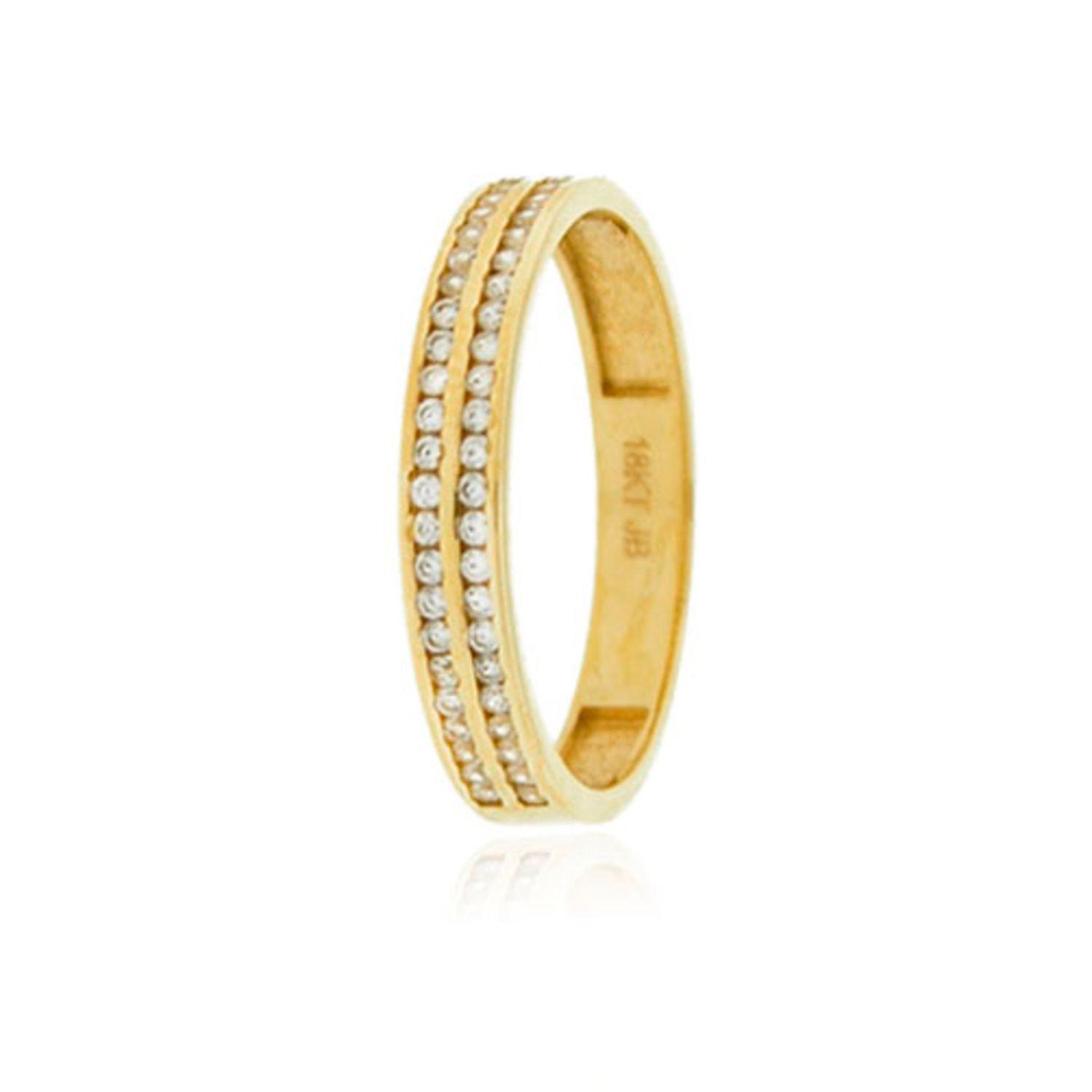 Anillo Compromiso de Oro 18Kt Cintillo Doble Riel Circon-0