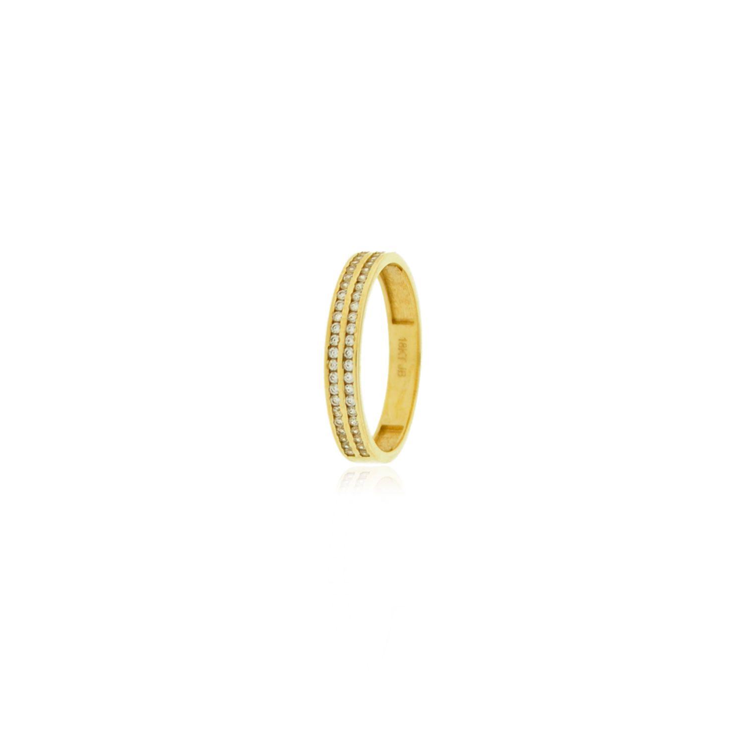 Anillo Compromiso de Oro 18Kt Cintillo Doble Riel Circon-2