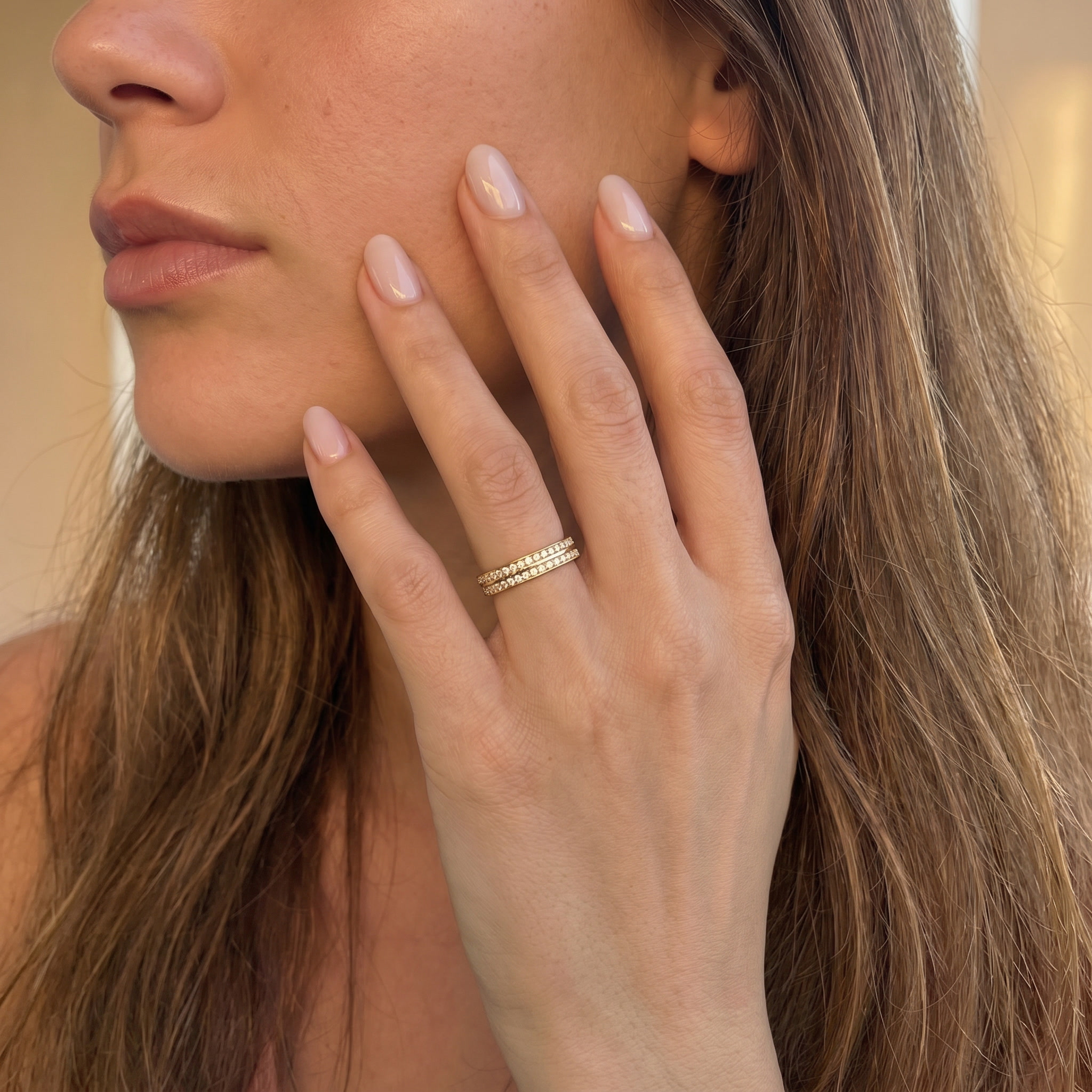Anillo Compromiso de Oro 18Kt Cintillo Doble Riel Circon-3