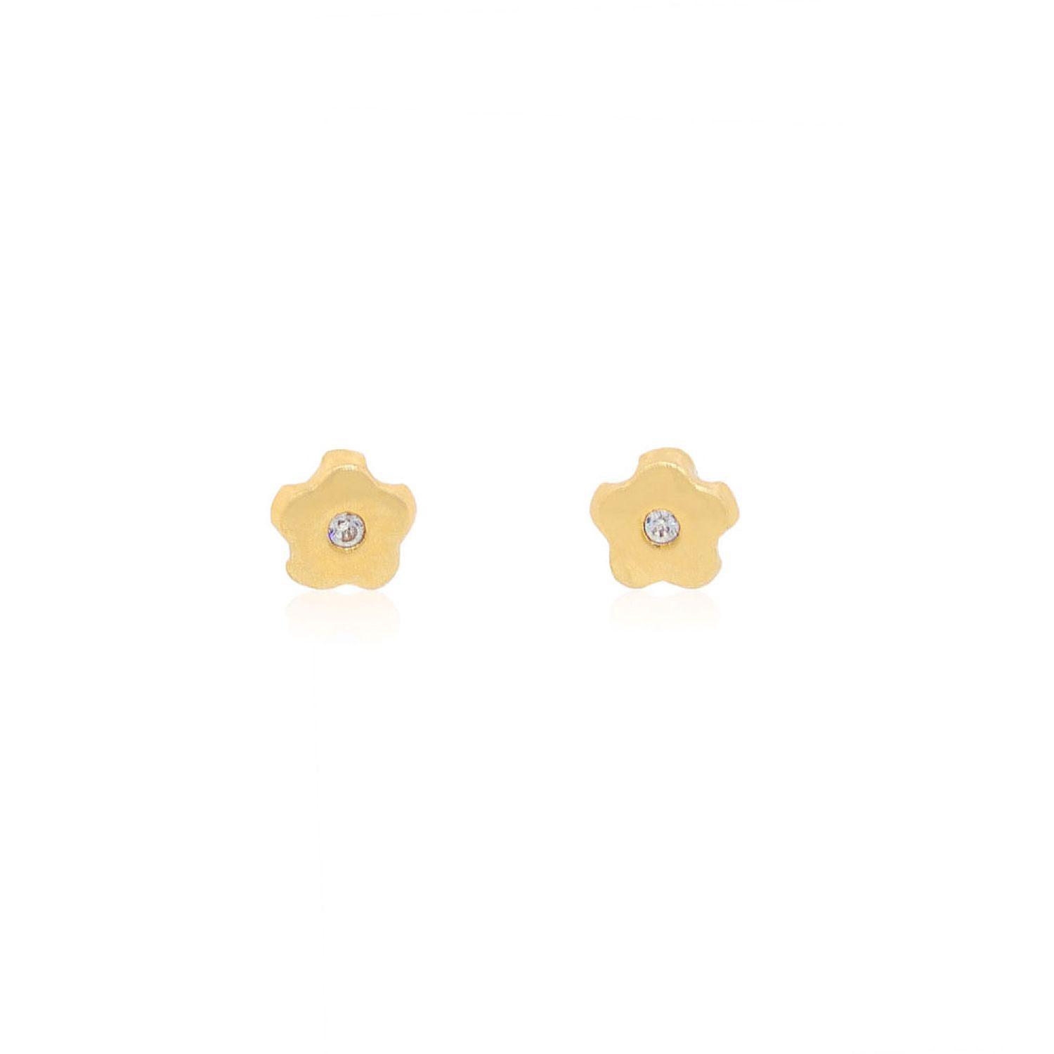 Aros de Oro 18kt Circonita Central Flor-0