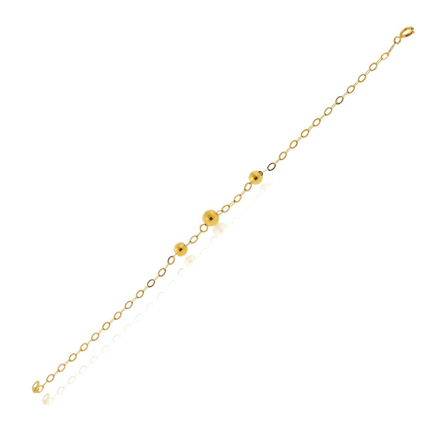 Pulsera de Oro 18kt Tres Esferas Pequeñas-2