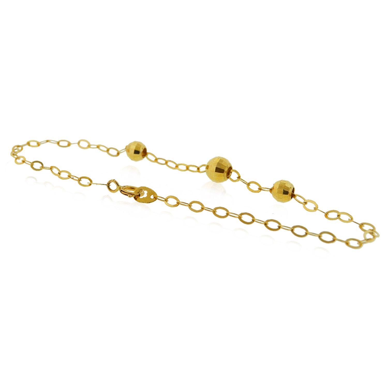 Pulsera de Oro 18kt Tres Esferas Pequeñas-3