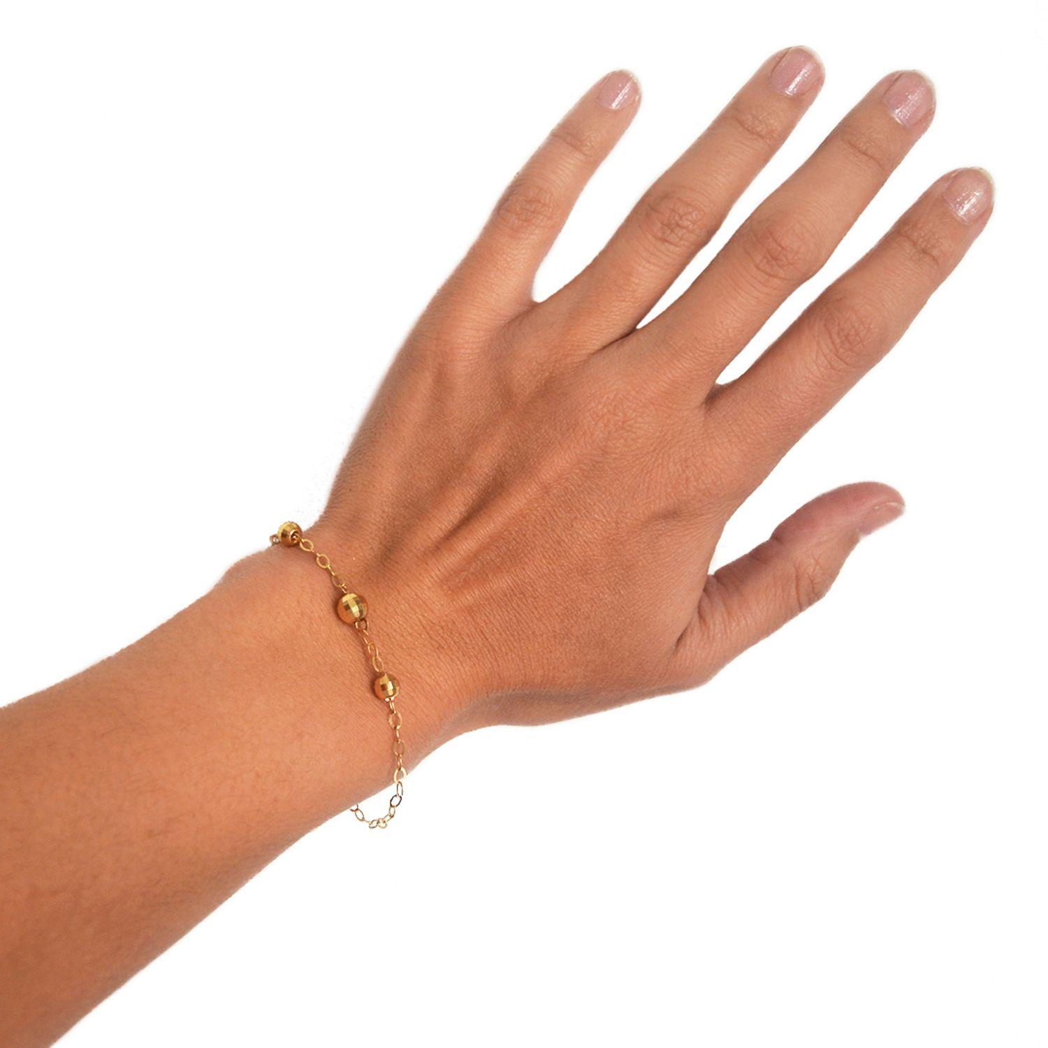 Pulsera de Oro 18kt Tres Esferas Pequeñas-4