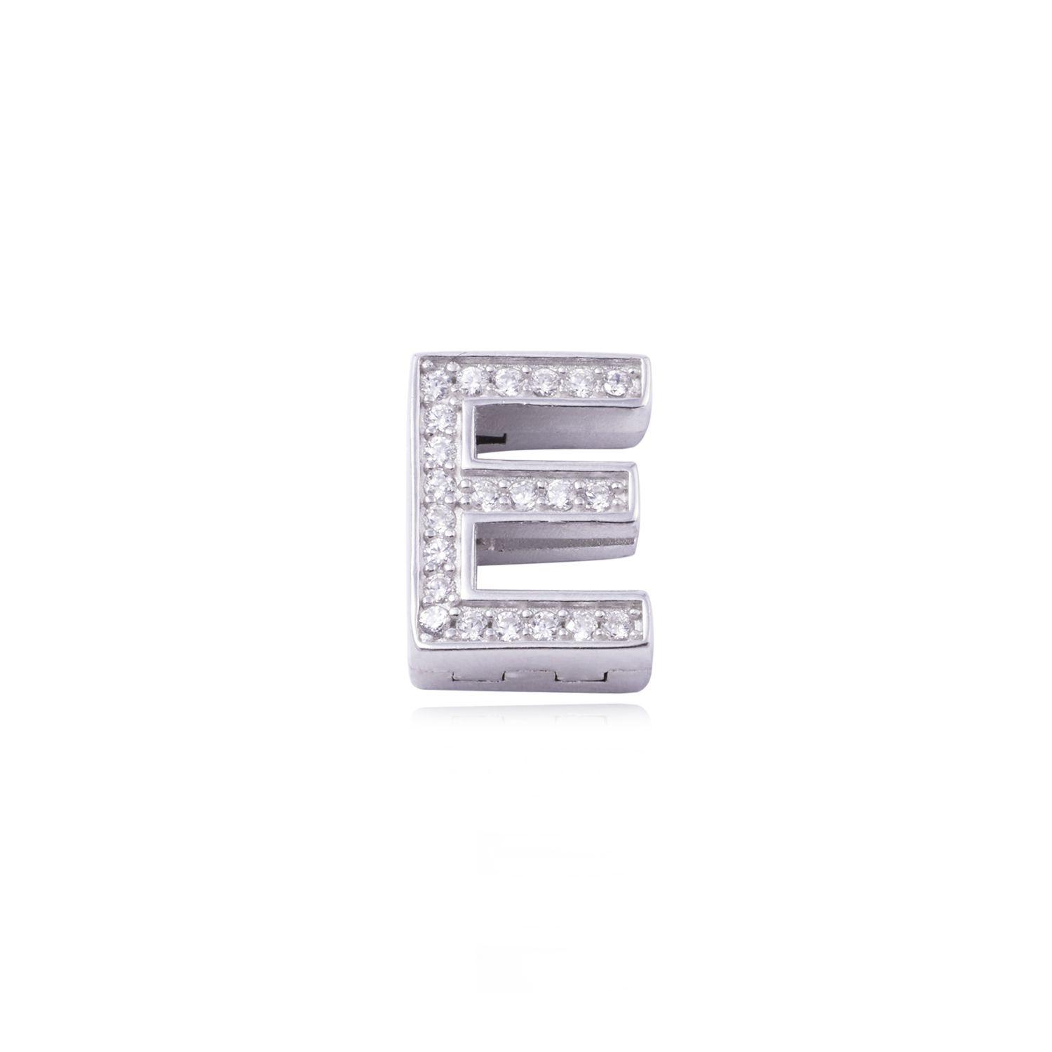 Dije de Plata broche Letra E con Circonita-0