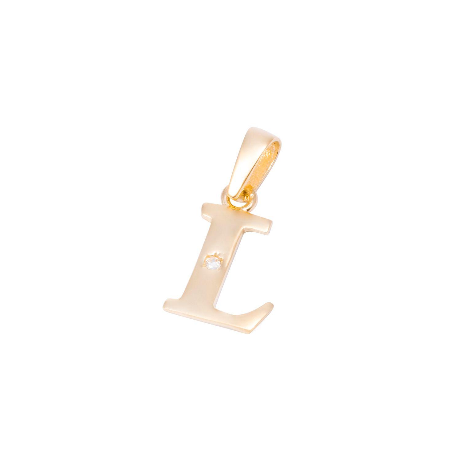 Colgante de Oro de 18kt Circonitas letra L-0