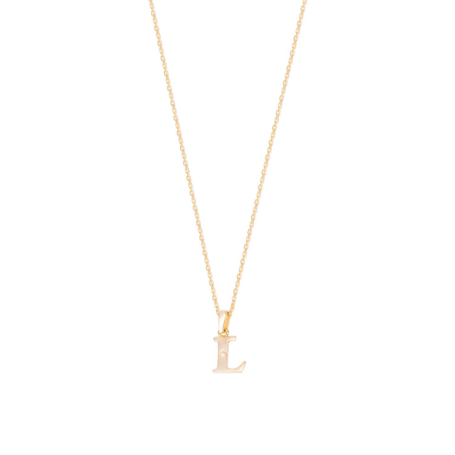Colgante de Oro de 18kt Circonitas letra L-2