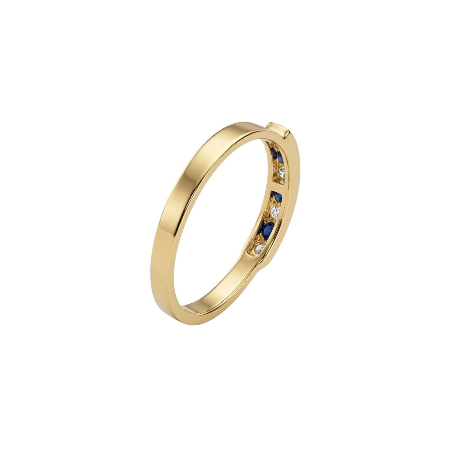 Anillo Oro Miel 18kt Armonía con Zafiros y Circonitas-2
