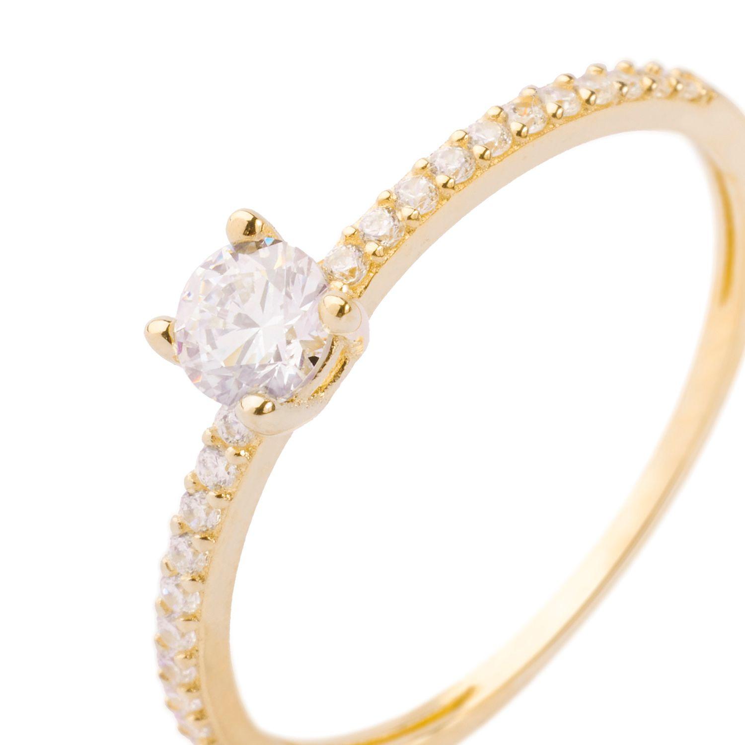 Anillo Compromiso de Oro 14kt Solitario Riel Circonita-2
