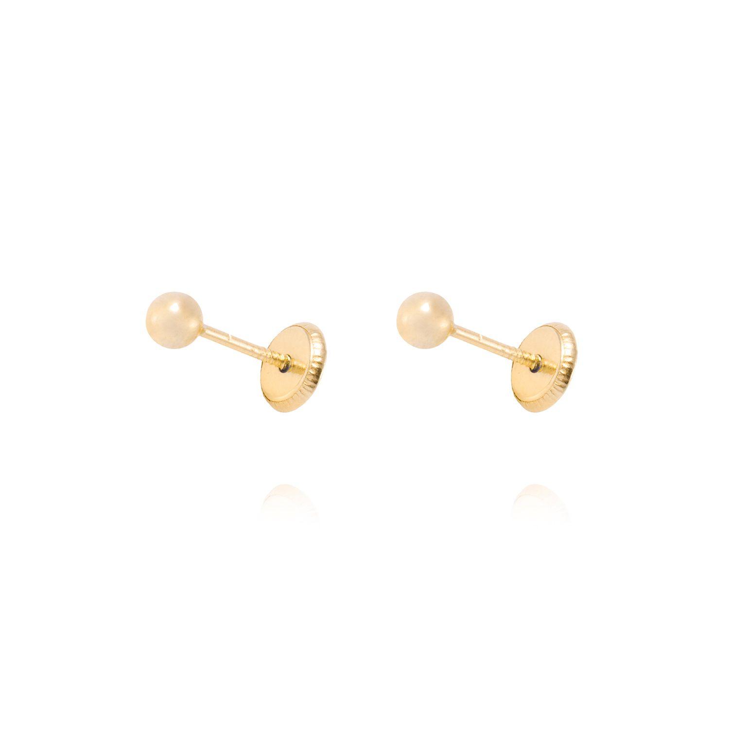 Aros de Oro 9kt Bolita Solida 3mm-0