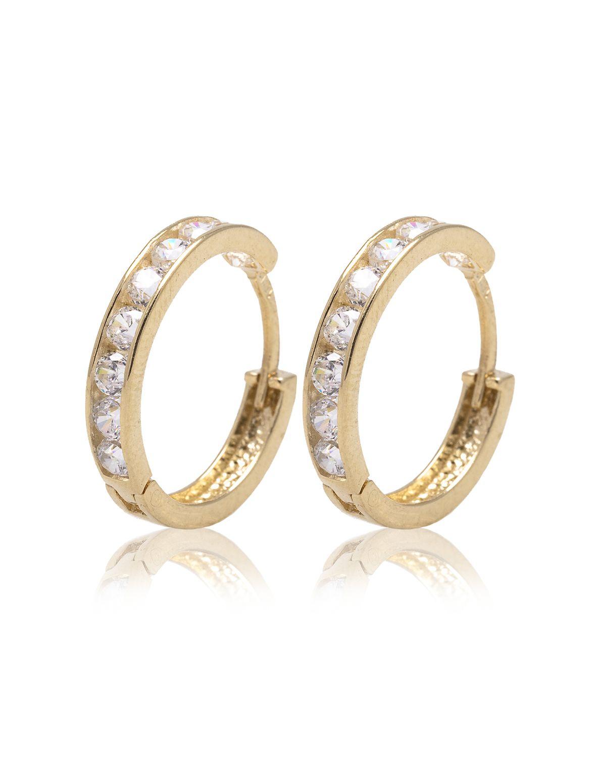 Aros de Oro 18kt Modelo Argollas Circón en riel-0