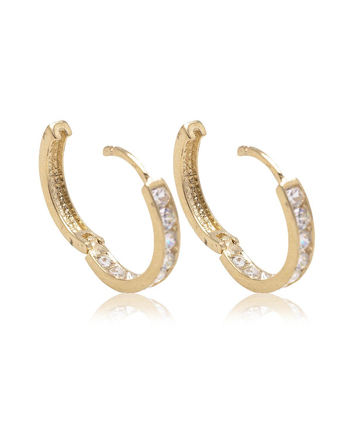 Aros de Oro 18kt Modelo Argollas Circón en riel-1