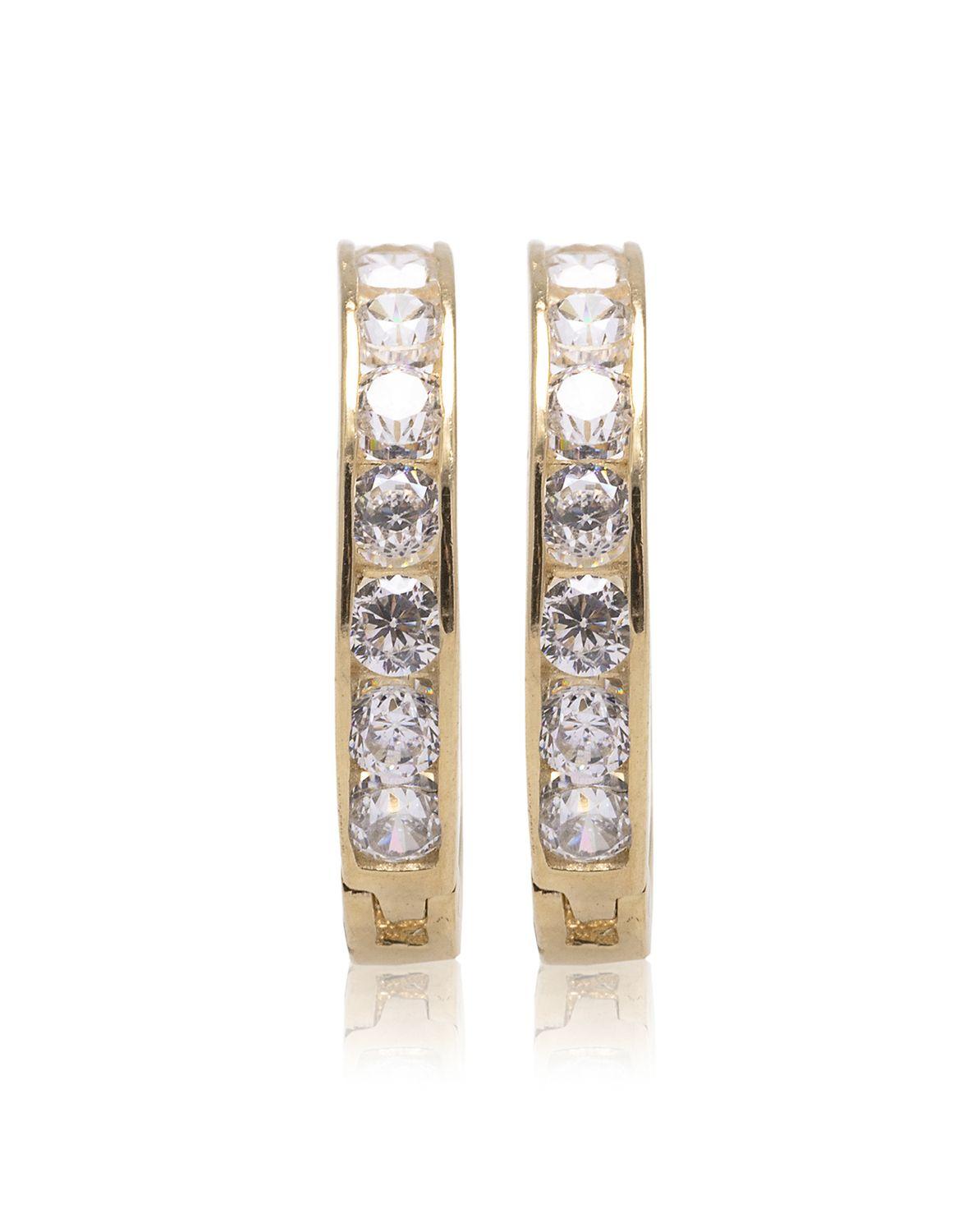 Aros de Oro 18kt Modelo Argollas Circón en riel-2