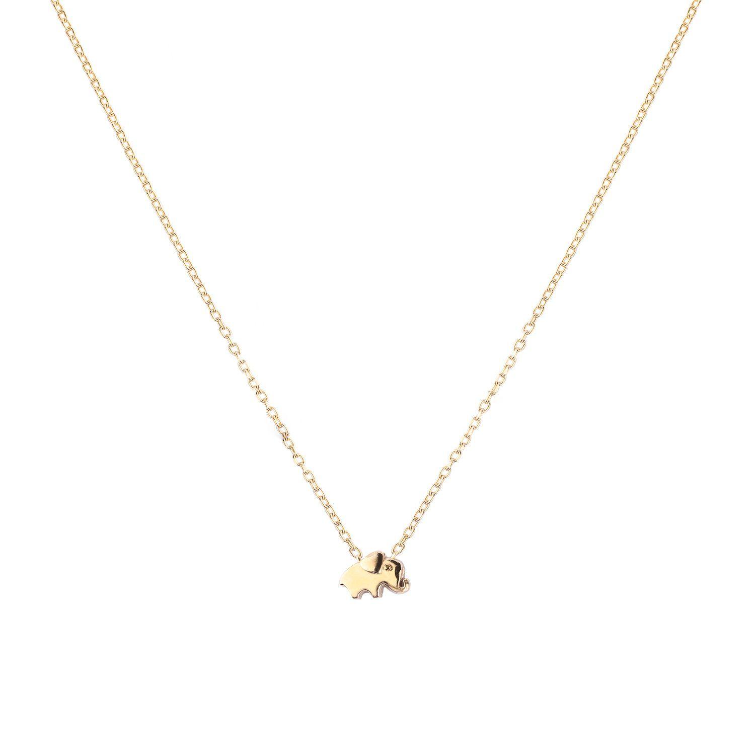 Collar de Plata Esterlina 925 Elefante Mini Bañado en Oro 18kt-0
