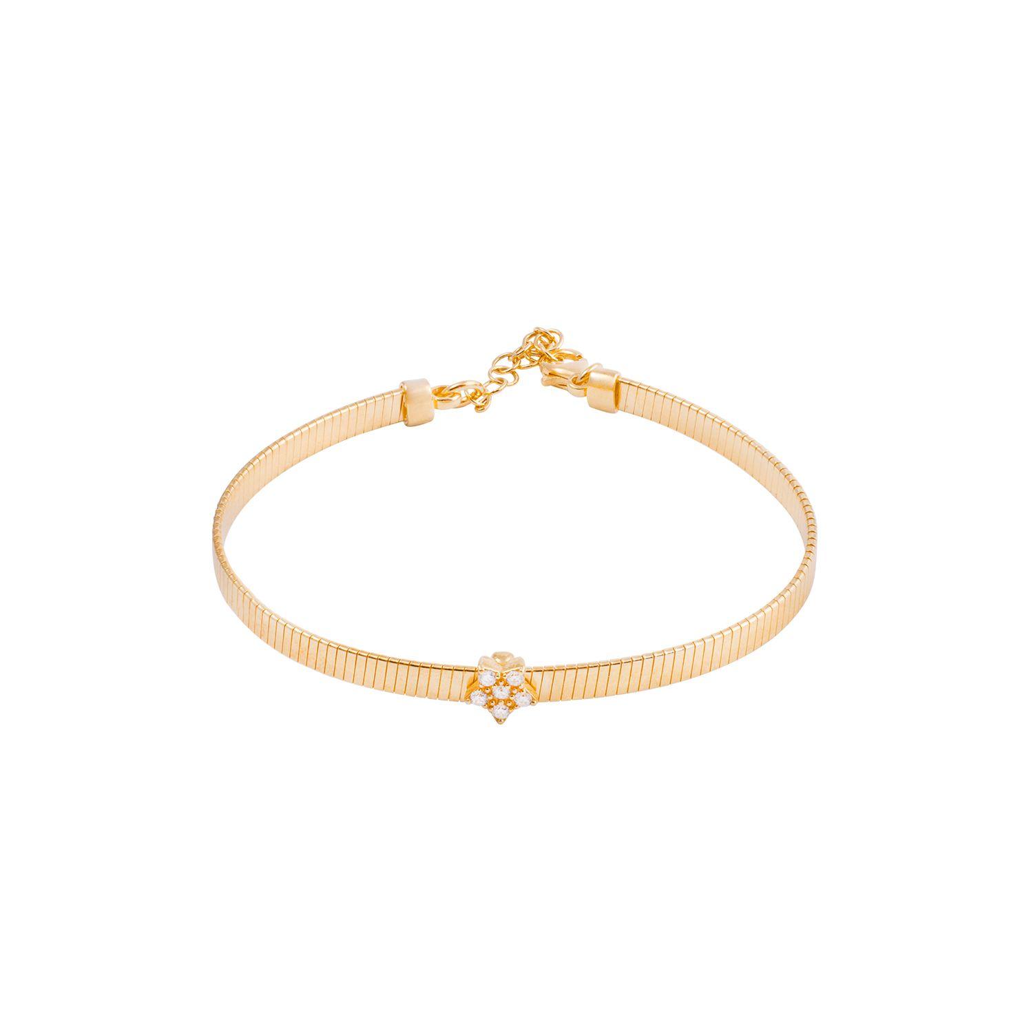 Pulsera de Plata Esterlina 925 Esclava estrella revestido en Oro 14kt-0