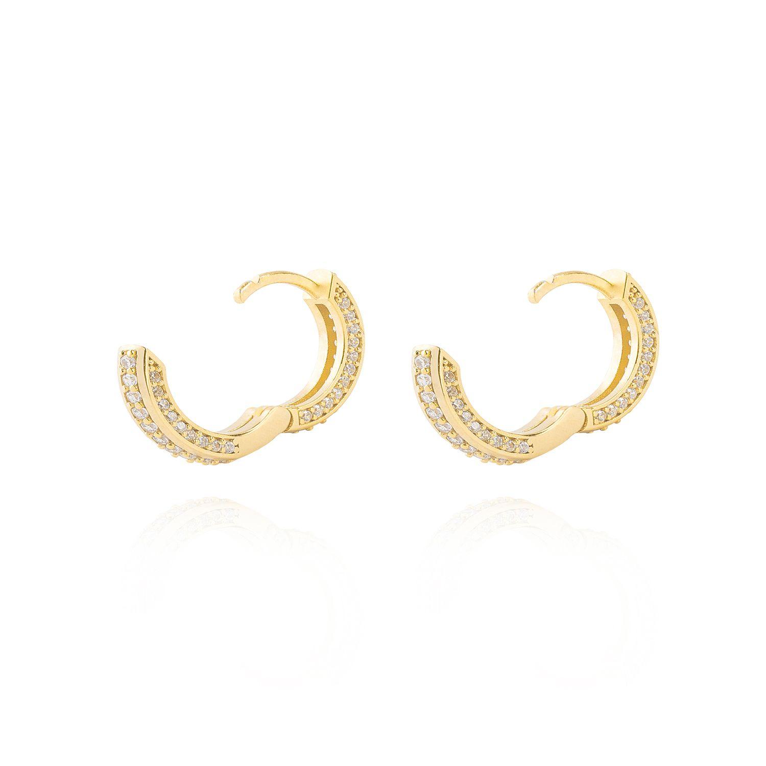 Aros de Plata Esterlina 925 Argollas Granito Revestido en Oro 18kt-1
