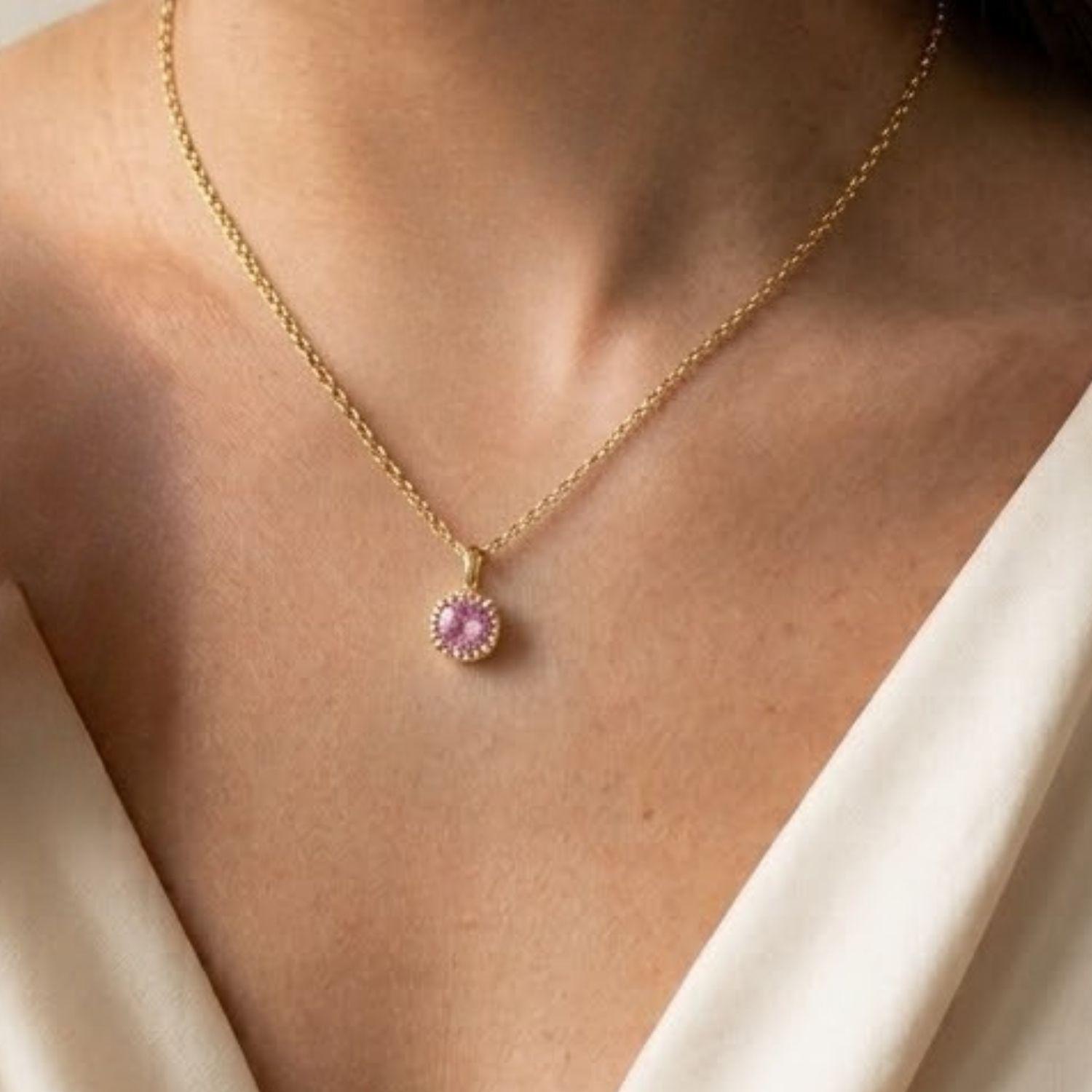Colgante Oro Miel 18kt Sol con Garras de Rosa de Francia 5mm-3