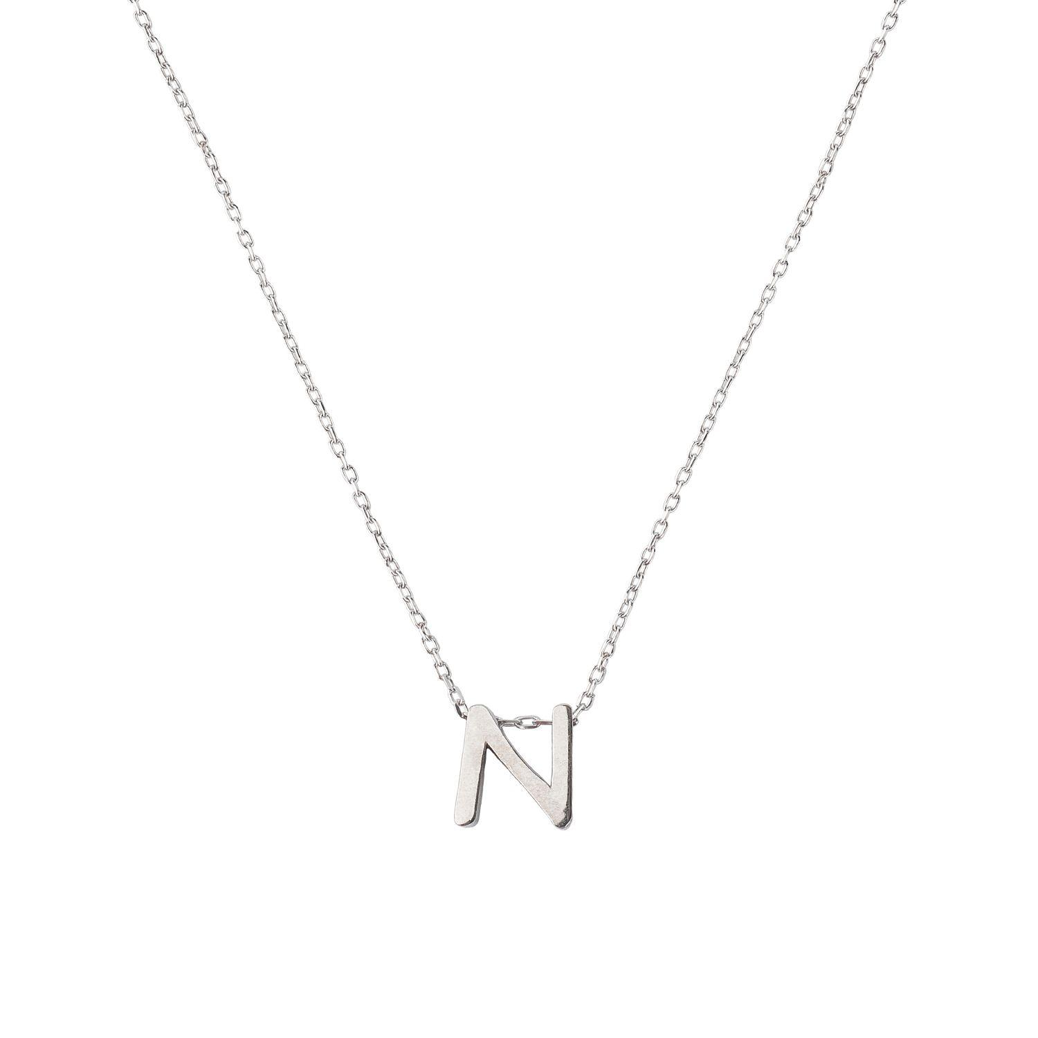 Collar de Plata Esterlina 925 Letra N-2