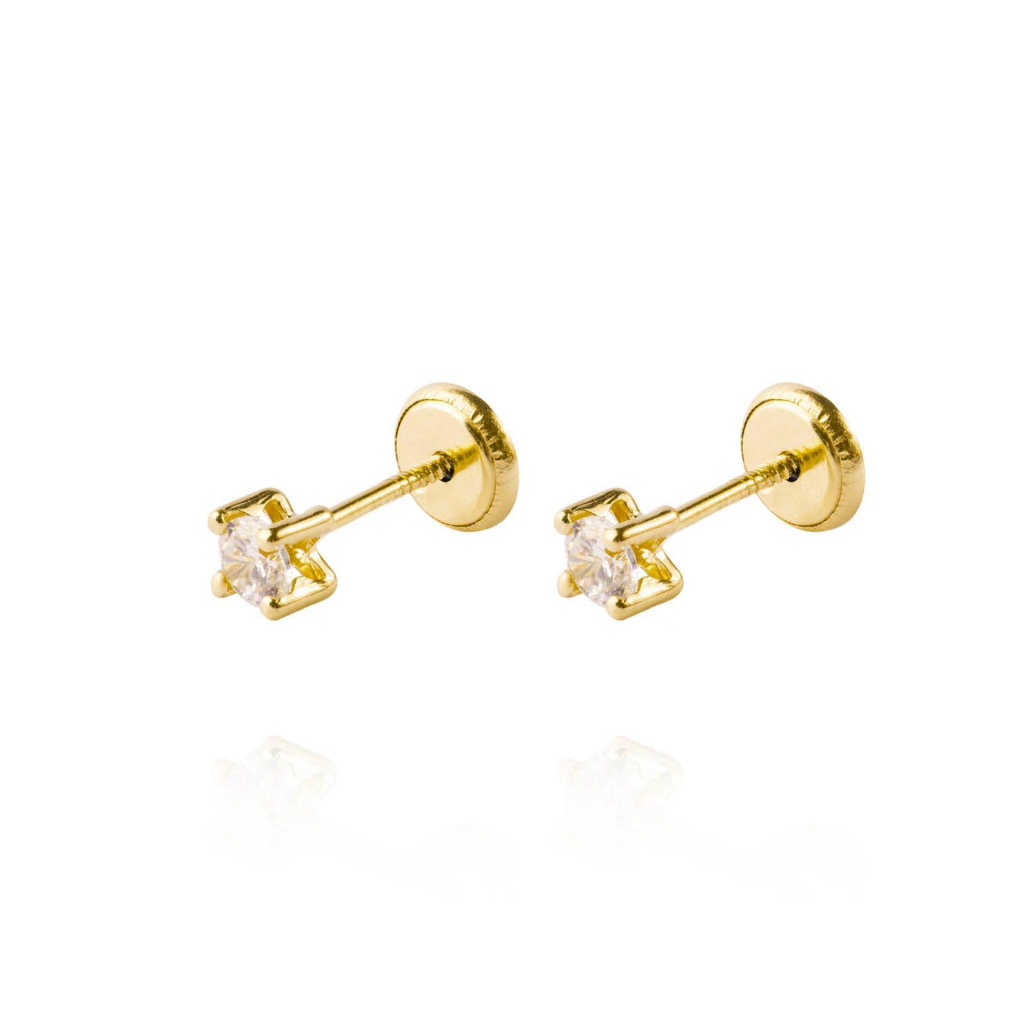 Aros de Oro 18kt Circón Circonita 3 mm-0