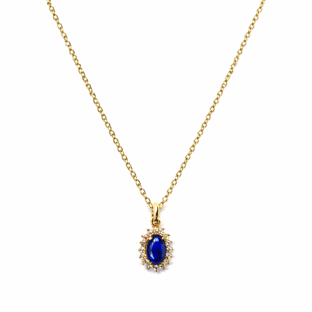 Colgante Oro Amarillo 18kt Roseta Zafiro 6MM Circonita-2