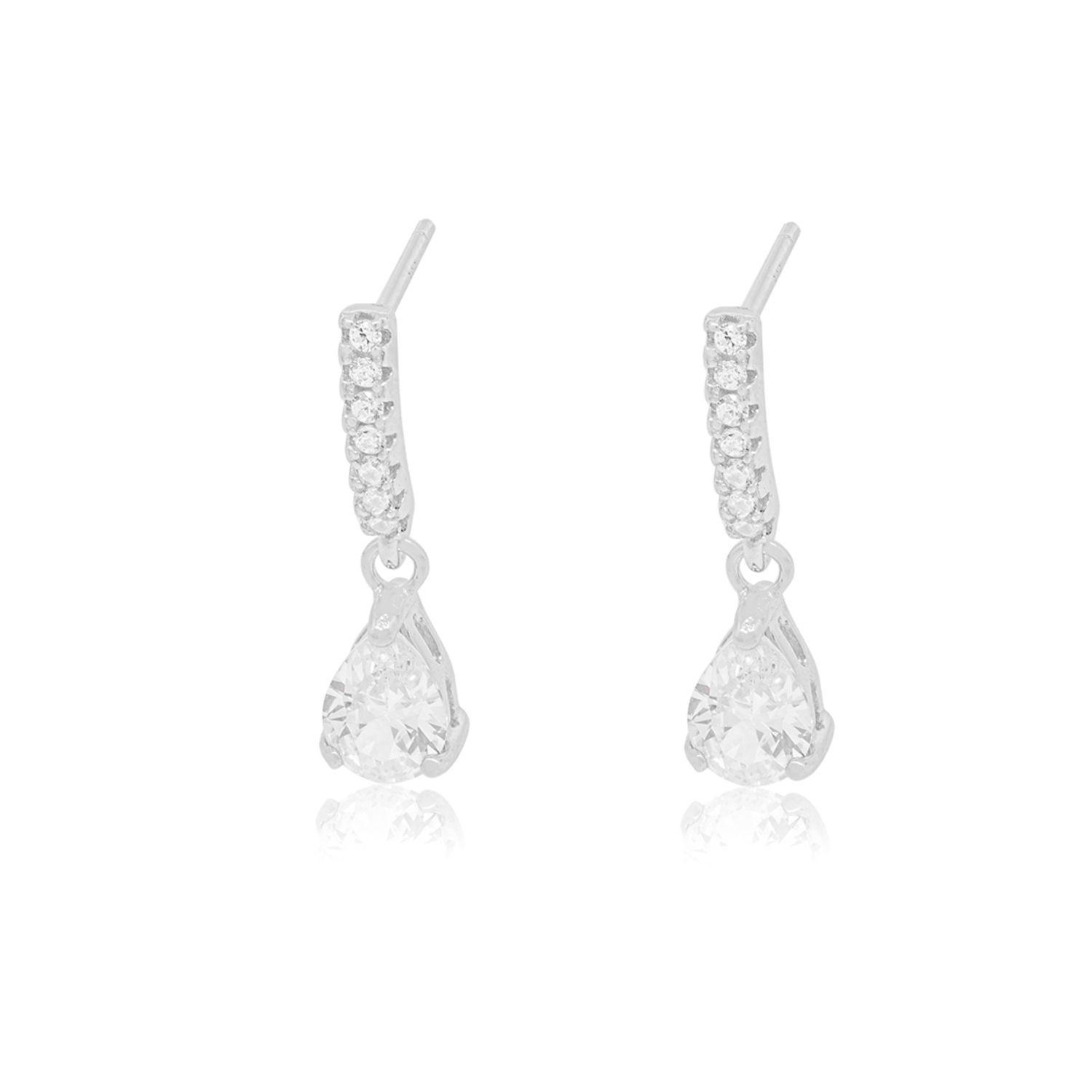 Aros de Plata Esterlina 925 Gota Circon-2