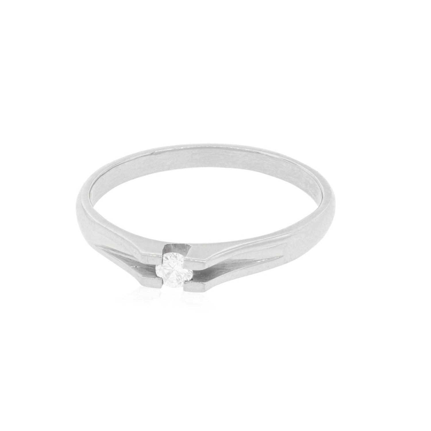 Anillo Compromiso Oro Blanco 18kt  Milán 1x12ptos Diamante-2
