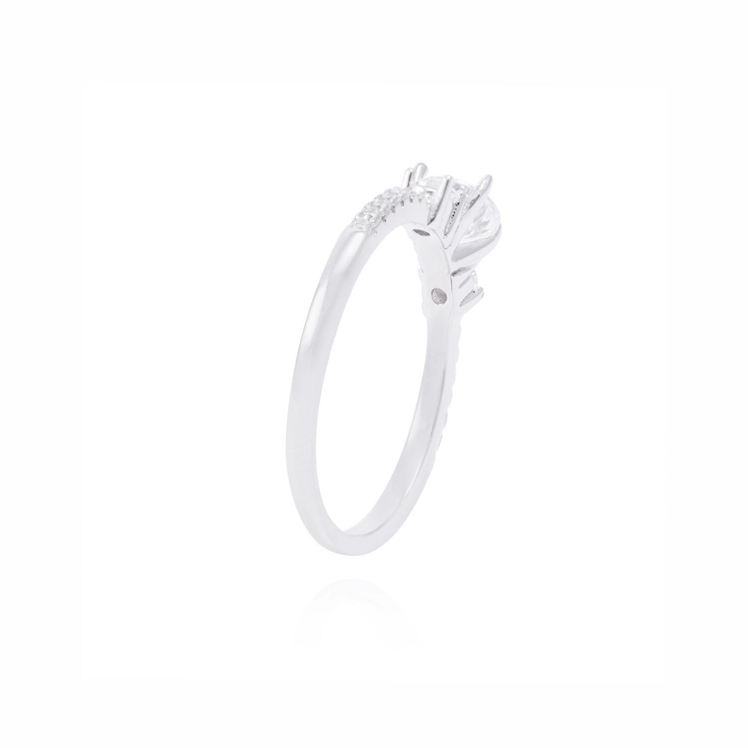 Anillo de Plata Esterlina Solitario con Circones Laterales-2