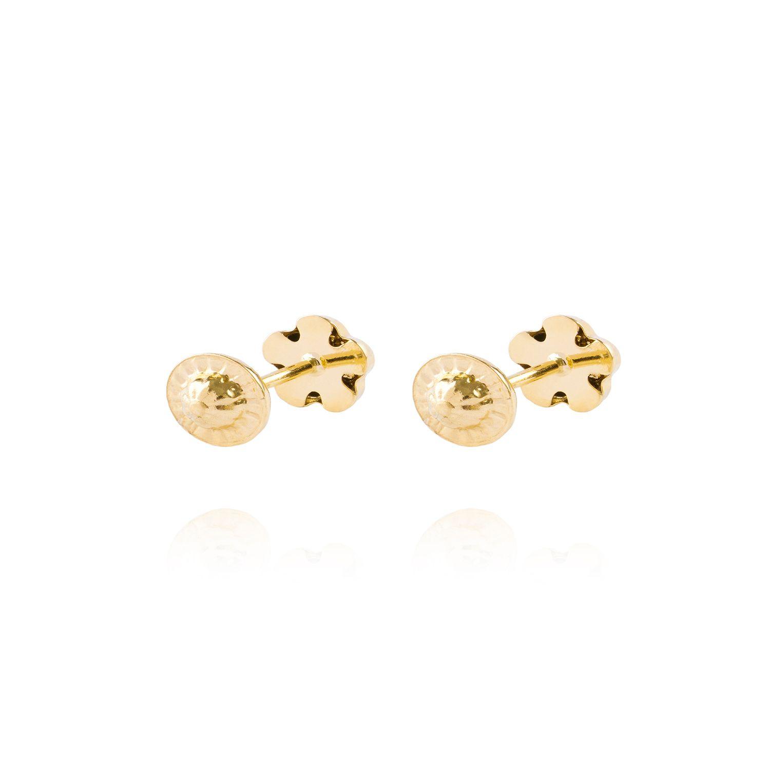 Aros de Oro 18kt Circón Flor 5 petalos-2